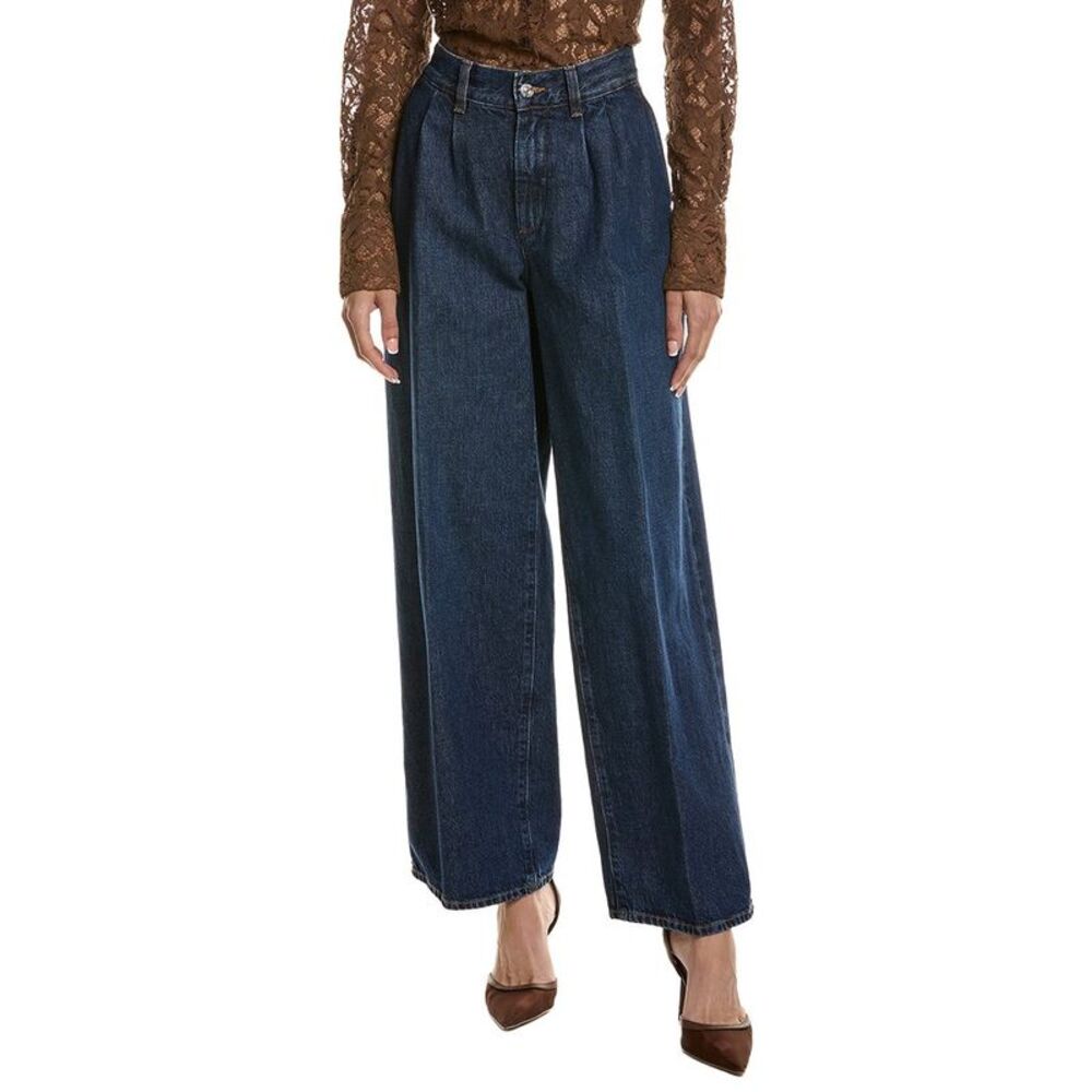 Frame Denim Womens Frame The Pleated Trouser Kristoff Jean, Blue